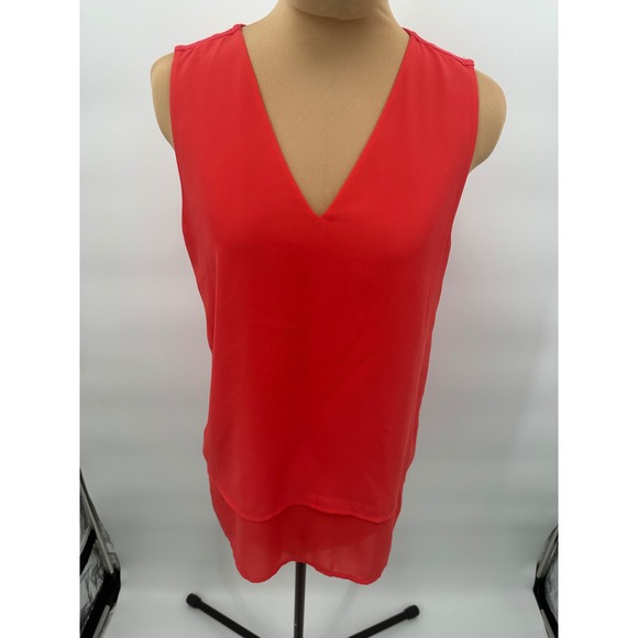 Michael Kors Coral Sleeveless V-Neck‎ Layered Hem Tank Top - Picture 1 of 10